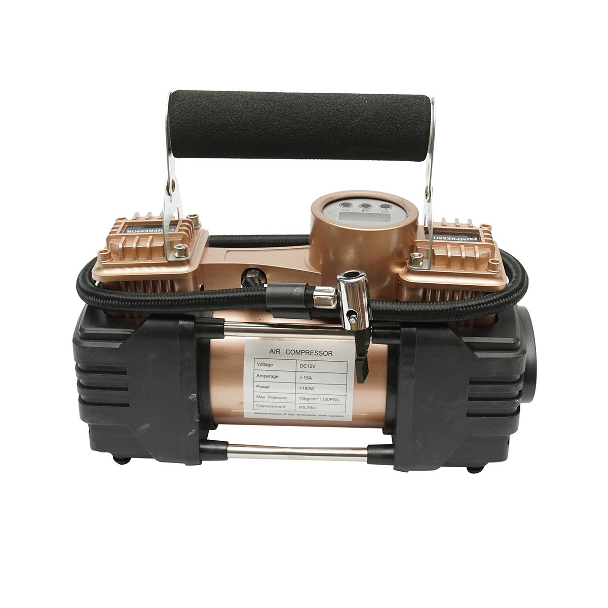 Compresor aer umflat roti 12V 180W, 150PSI, 45l/min, cablu 3m, kit pentru pana auto Breckner Germany